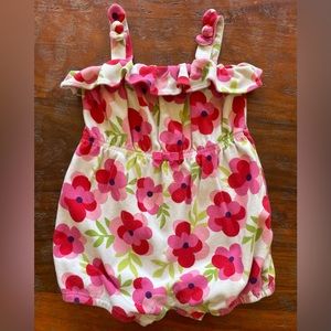 Gymboree Sleeveless Bubble Romper Pink & Red Floral 12-18 Months EUC.